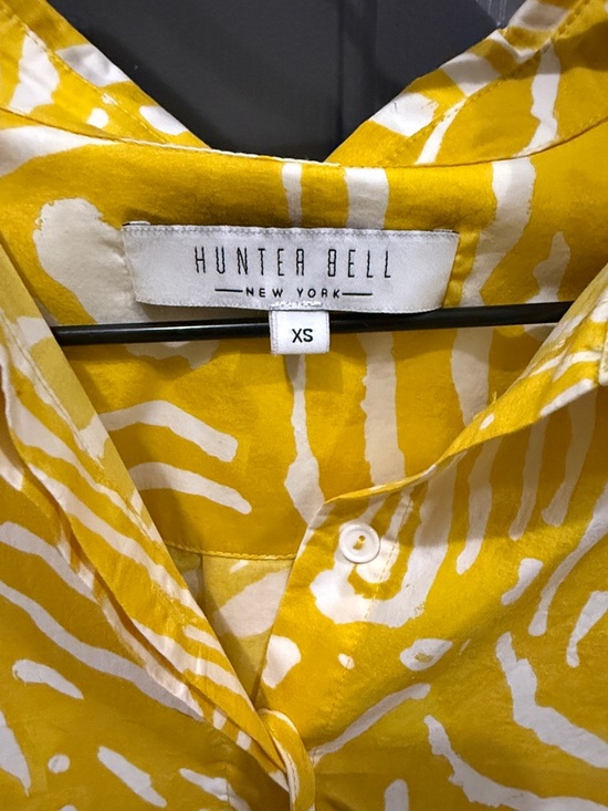 HUNTER BELL Yellow & White Printed Button-Front Dress - Picture 2 of 3